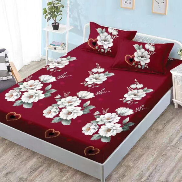 Husa de pat cu elastic din Bumbac Finet + 2 Fete de Perna, Pat 2 Persoane -  Sky Home - PUF33557 - Pufulino.ro
